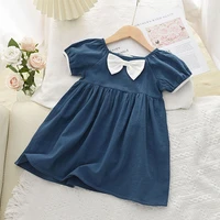 girls puff sleeve white bow princess dress girls clothes korean baby clothes kids dresses for girls