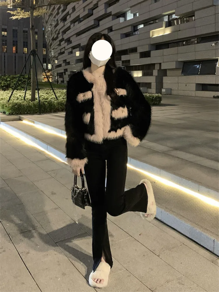 Faux Fur Winter Coat Women Turn Down Collar Long Jacket Oversized 2021 Korean Fashion Thick Warm Outwear Ladies Parkas
