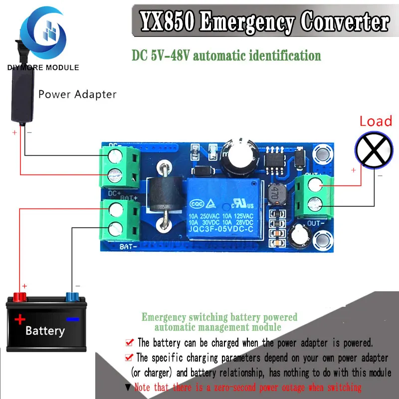 

UPS Board Power-OFF Protection Module Automatic Switching UPS Emergency Cut-off Battery Power Supply 5V to 48V Control Board