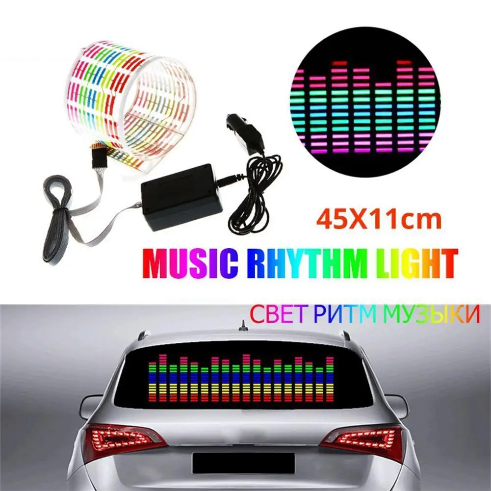 

Автомобильный светодиодный эквалайзер на лобовое стекло со звуковой активацией, автомобильный неоновый светильник EL, музыкальный ритм, ла...