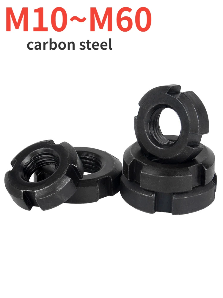 

Round Nuts Slotted Nut Four Slot Nut Retaining Nut Stop Nut Four-slot Screw Cap GB812 M10~M60 Carbon Steel Zinc Plating