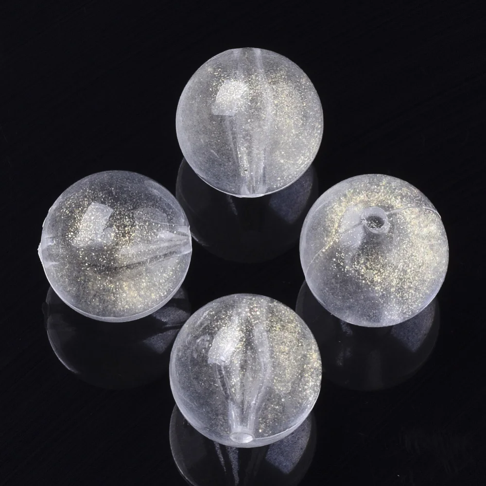 

50 шт. прозрачные акриловые бусины, блестящие бусины, круглые прозрачные 14 мм, отверстие: 1,8 мм