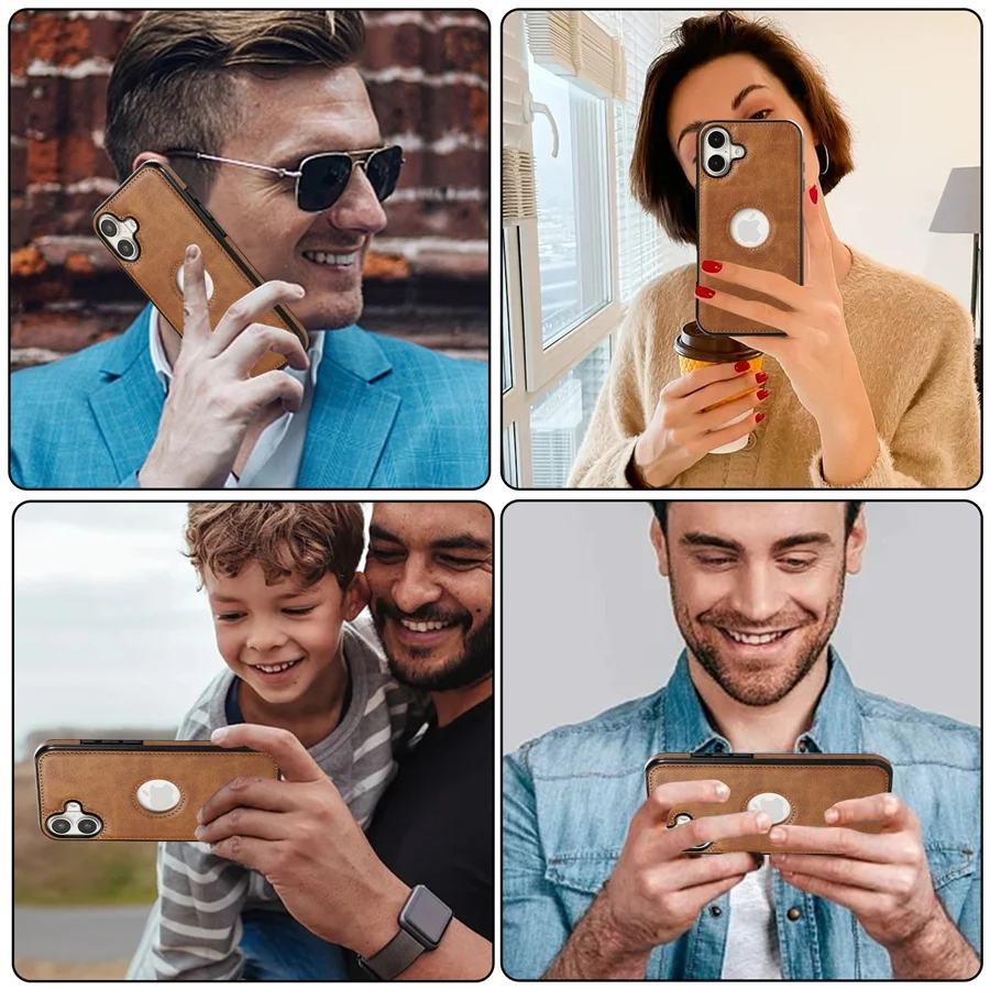 Роскошный чехол из искусственной кожи для телефона iPhone 16 Pro Max Plus противоударный 15