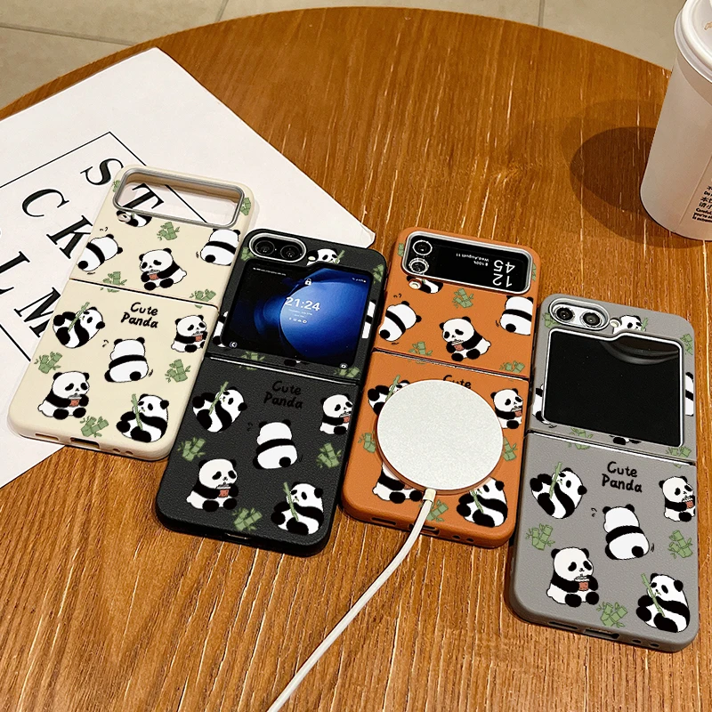 Чехол для Samsung Galaxy Z Flip6 Flip5 Flip4 магнитный чехол с бамбуковой пандой мягкий