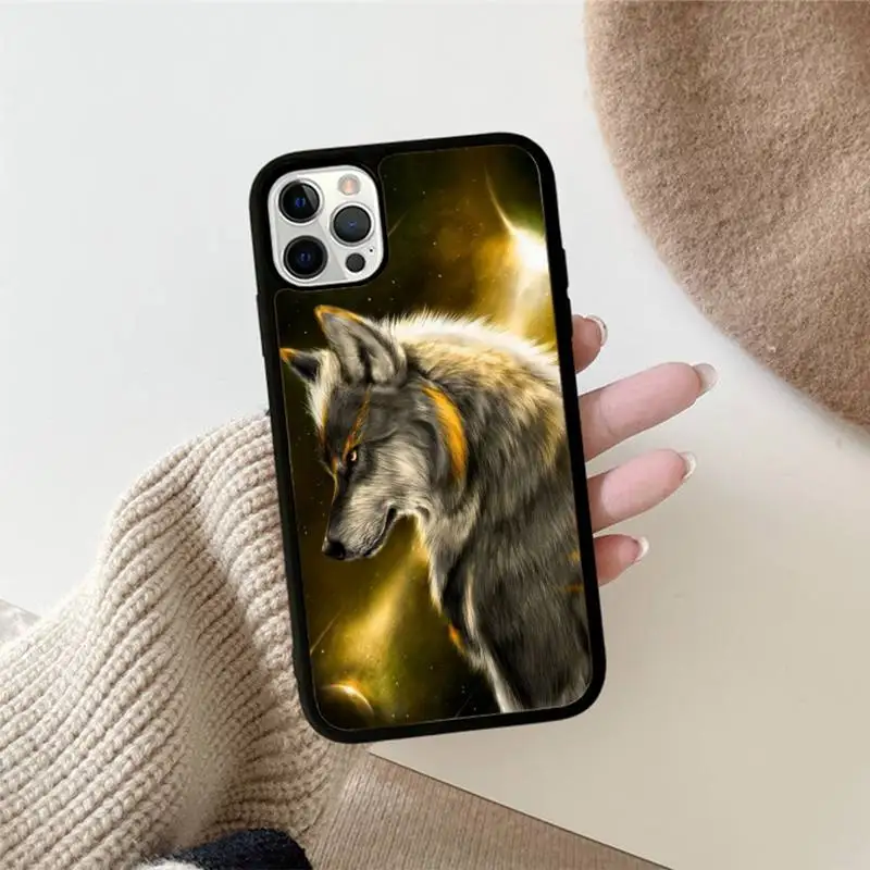 Animal wolf Phone Case Silicone PC+TPU Case for iPhone 11 12 13 Pro Max 8 7 6 Plus X SE XR Hard Fundas