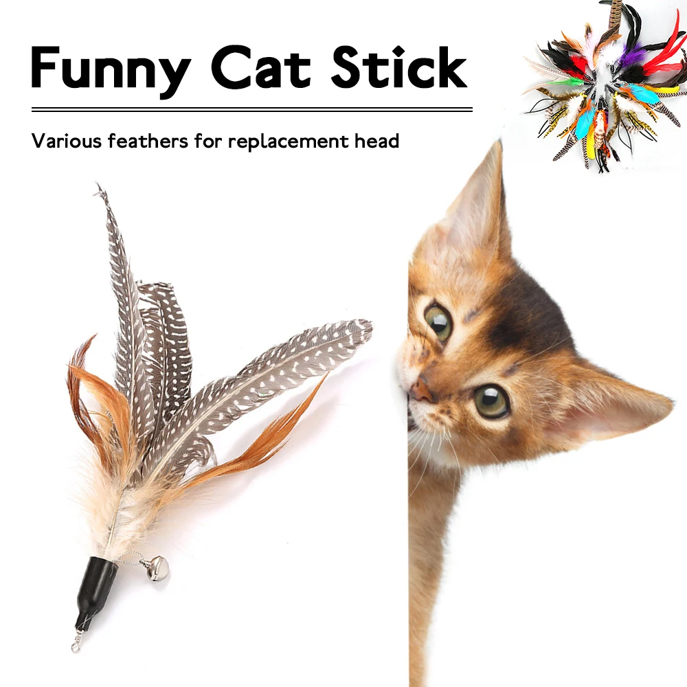 

Сменные Наборы игрушечных кошачьих перьев, палочки для кошек, сменные головки, выдвижные палочки для нескольких кошек, перья, товары для кошек