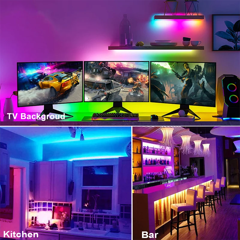 Wifi Led Strip Lights Music Sync Led Strip Alexa Rgb Light Strip 5050 Rgb Tape Lamp 220V Smart Life Room Decoration 30M images - 6