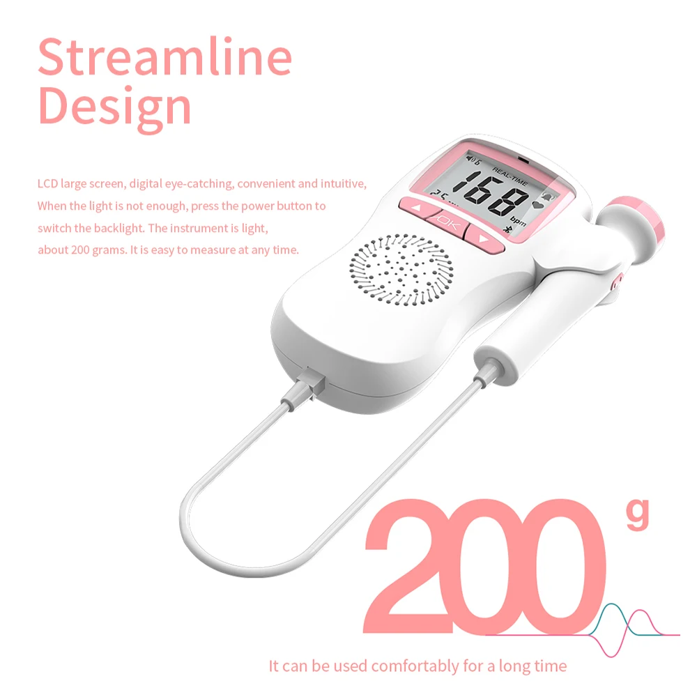 Fetal Heartbeat Detector Baby Care Household Portable for Pregnant Fetal Pulse Meter No Radiation Stethoscope