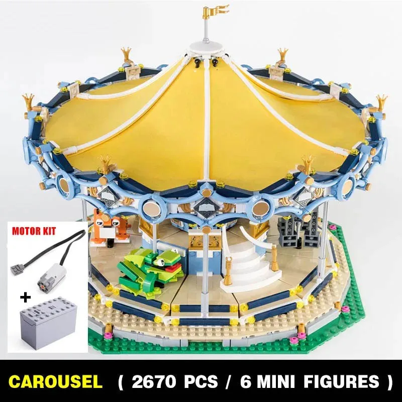 

Конструктор карусель с мотором, 2670 блоков, совместим с 10257, 15036