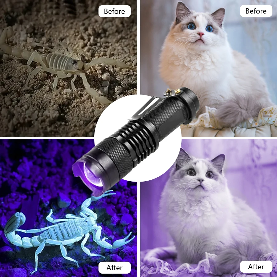 395/нм УФ-фонарик черный свет масштабируемый ультрафиолетовый фонарик для