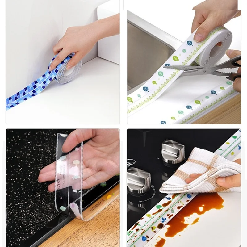 38mmx320cm bathroom shower sink bath sealing strip sealant tape pvc self adhesive waterproof wall sticker kitchen seam stickers free global shipping