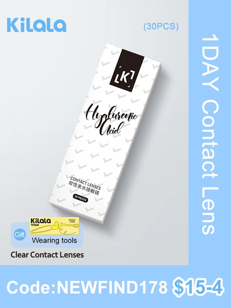  Контактные линзы Kilala, 30 шт., 1 день, ежедневные линзы с диоптриями от-8,6 до-10D и BC, 58% удобные линзы с высоким содержанием воды 