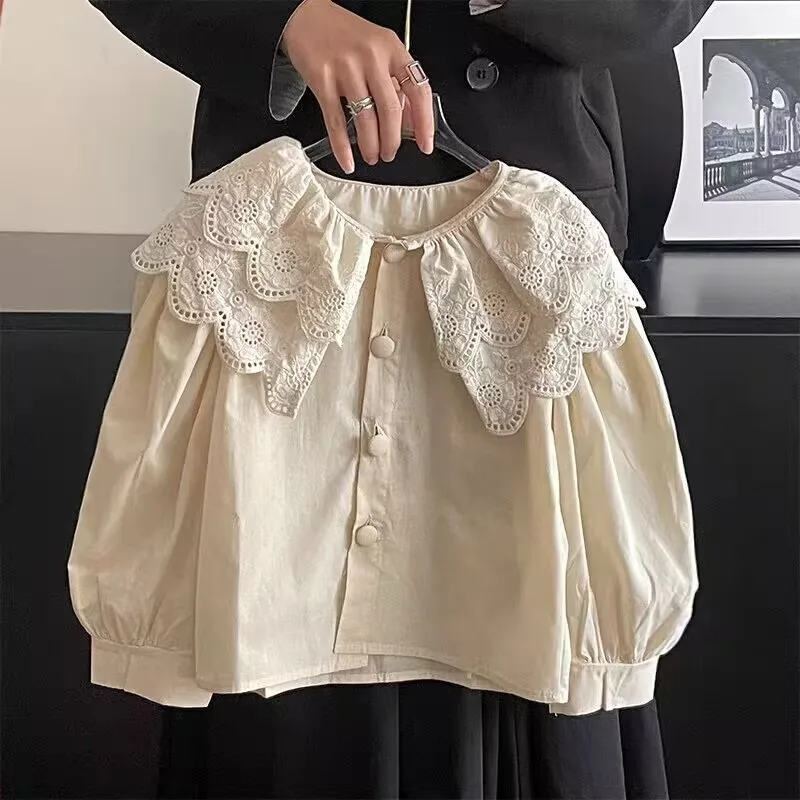 

Детская хлопковая блузка с длинным рукавом, на возраст 1-7 лет