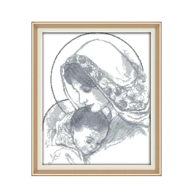 

Mother and her baby cross stitch kit people 18ct 14ct 11ct count print canvas stitches embroidery DIY handmade needlework