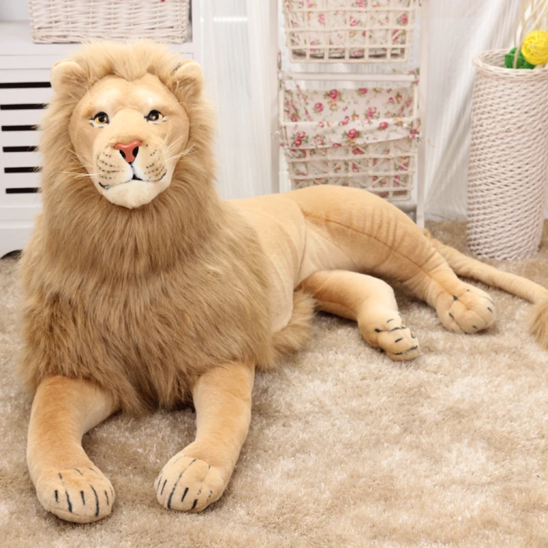 30-120CM Giant Simulation Lion Collie Peluche Toys Cute Real Life Forest Animal Plush Pillow Kids Boys Nice Birthday Gift