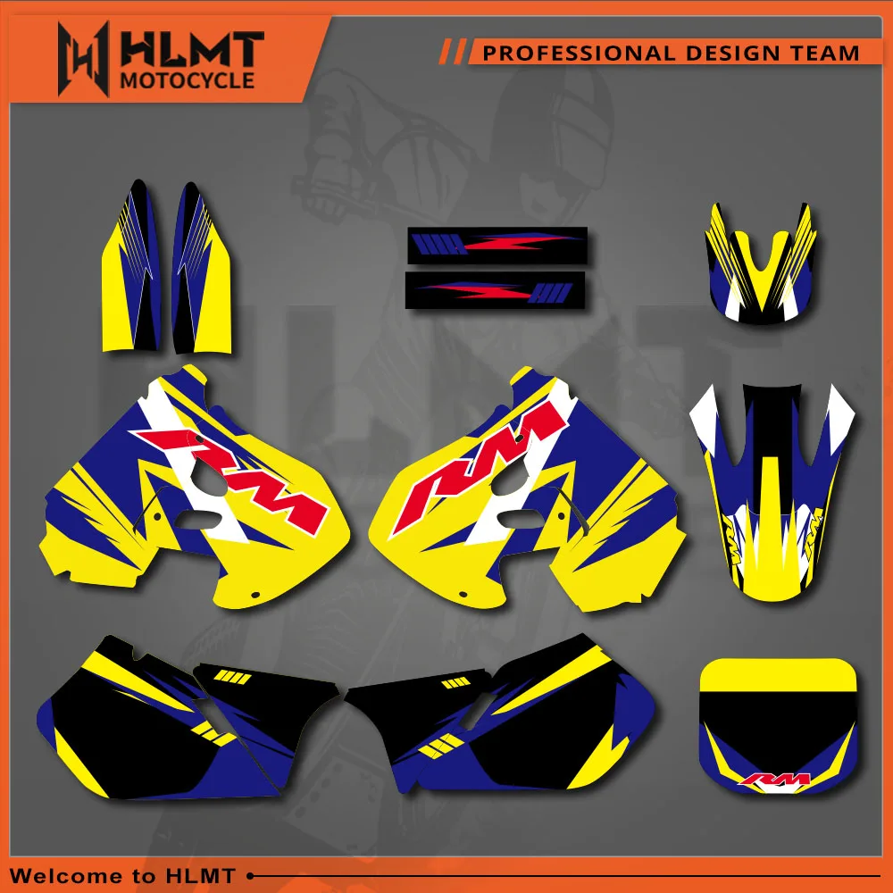 Фото HLMT наклейки для мотокросса, графический комплект для Suzuki RM125 RM250 1999 2000 RM 125 250, внедорожный мотоцикл, индивидуальная графика №1