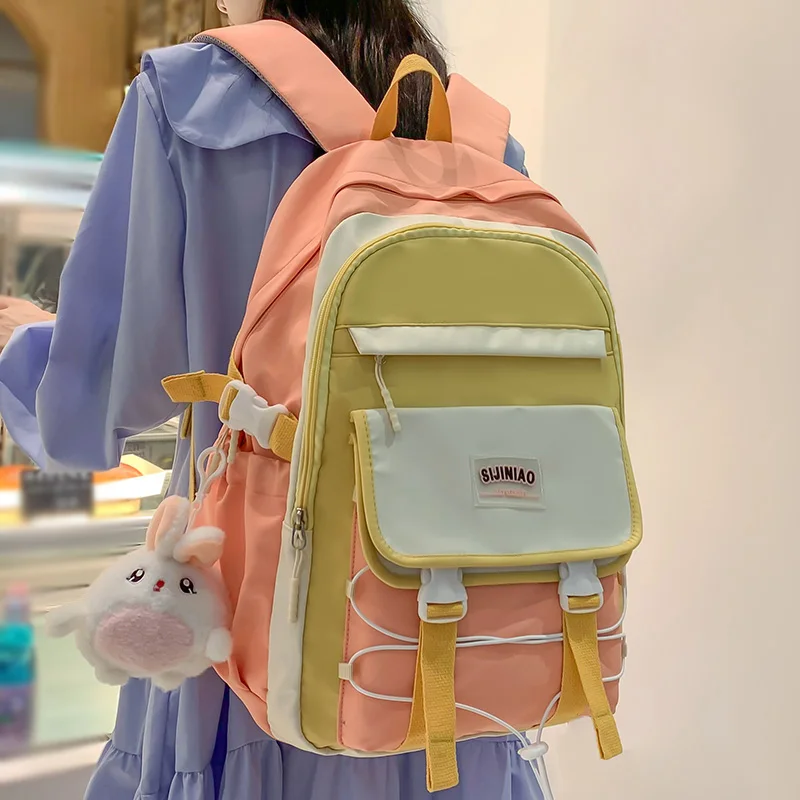 

Ladies Kawaii High Capacity College Backpack Women Waterproof School Bag Fashion Girl Travel Book Laptop Student Backpack Female