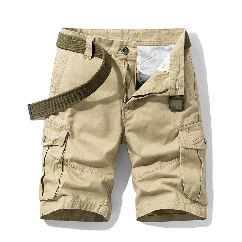 Summer Men's Relaxed Fit Cargo Shorts Cotton Outdoor Tactical Shorts With Pockets Hiking Military Short Pants Armty Green