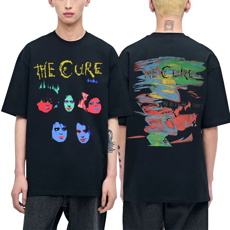 Limited Rock Band The Cure In Between Days 1985 Double Sided Print Tshirt Men Women Vintage Punk T-shirts Men's Oversized Tees