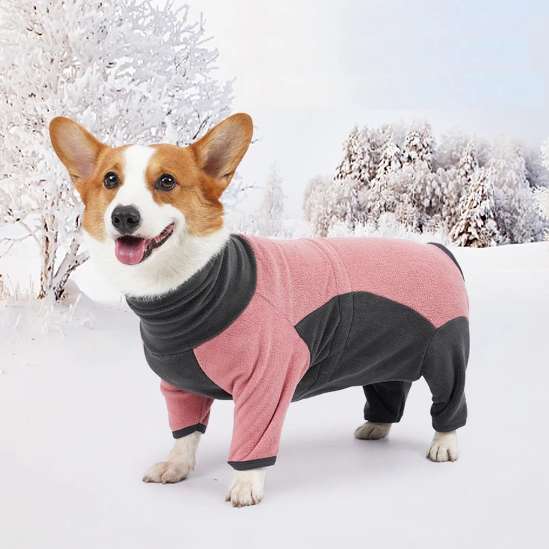 

Dog Cotton-Padded Clothes Sweater Medium Large Dog Four-Legged Clothes Cold-Proof Warm Dog Clothes Cotton-Padded Fleece Clothes