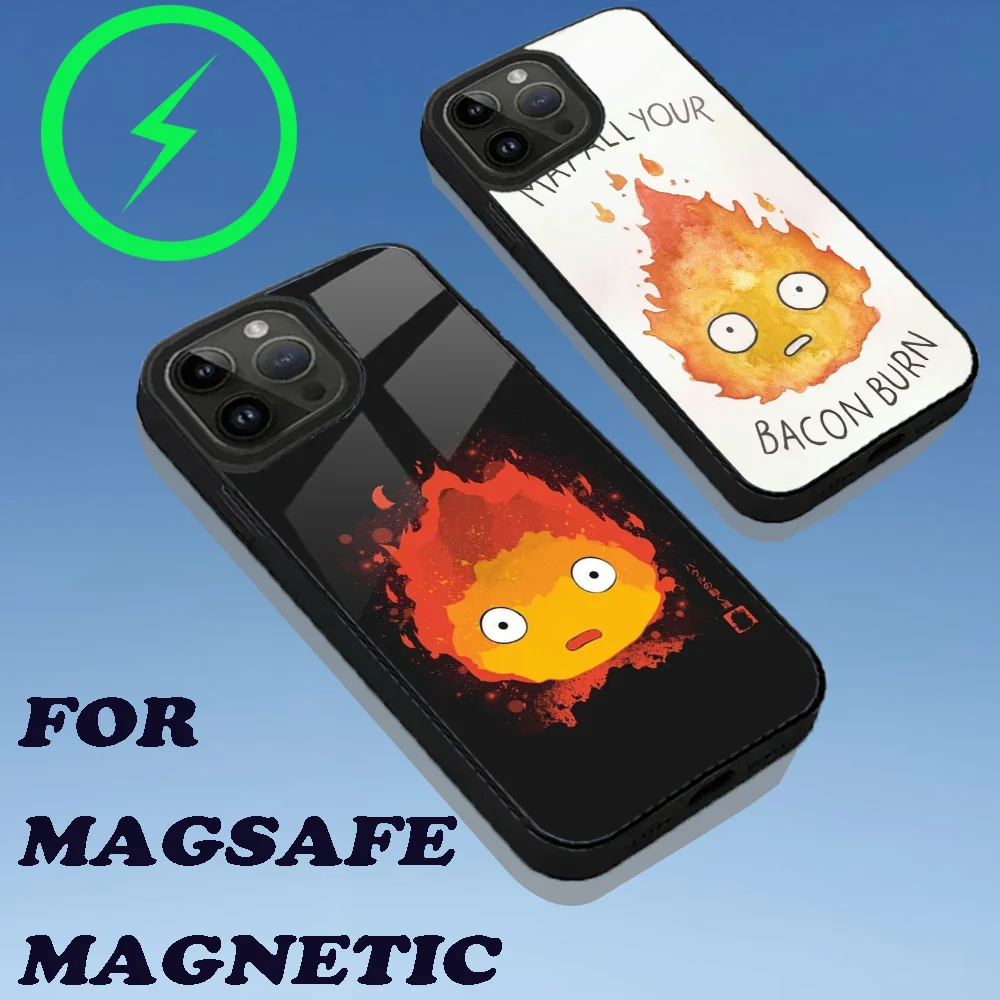 Милый чехол для телефона Fire C-CalciferS iPhone 16 15 14 13 12 11 Plus Pro Max Mini Magsafe с магнитной