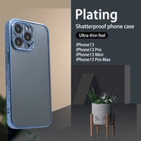 luxury plating square frame transparent silicone case for iphone 13 12 11 pro max mini x xr 7 8 case clear back cover