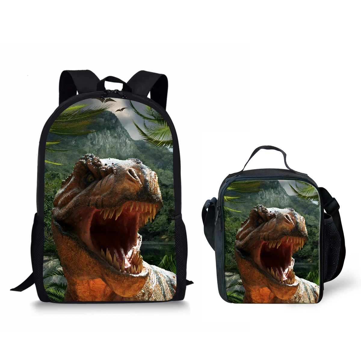 ADVOCATOR Ferocious Dinosaur Design Boys School Bags Set Cool Students Mochila 2pcs Customize Children Backpacks Free Shipping