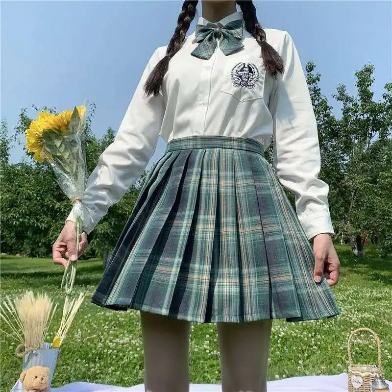 

Girl JK Skirts Summer 2021 Japanese School Uniform High Waist A-Line Plaid Skirt Sexy Cute High Waist Pleated Mini Plaid Skirt