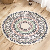 4Styles 90cm Retro Bohemian Round Rug Tassel Floor Mat Carpet for Bedroom Living Room Doormat Yoga Macrame Area Rugs Home Decor