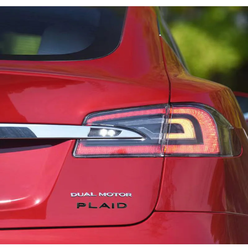 Фото Наклейки с клетчатым логотипом для Tesla Model 3 S X Y, наклейки из цинкового сплава ABS, значок PLAID, версия, эмблема багажника, украшение автомобиля №4
