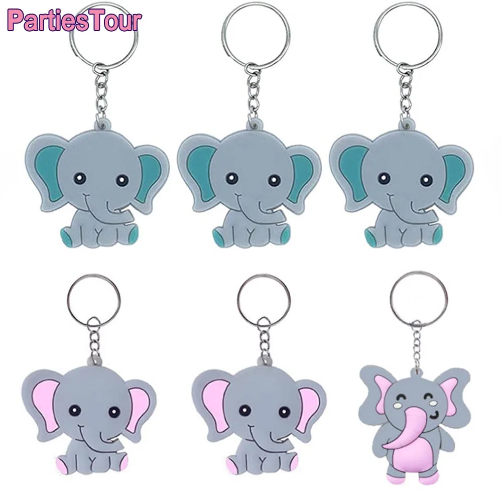12pcs Bule and pink Baby Elephant Keychains for Elephant Theme Party Decor Gender Reveal Party Favors Baby Shower Gift for Guest