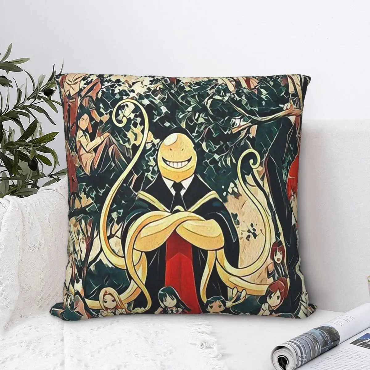 

Characters Throw Pillow Case Assassination Classroom Octopus Teacher Short Plus Cushion Covers Home Sofa Chair Decor Backpack