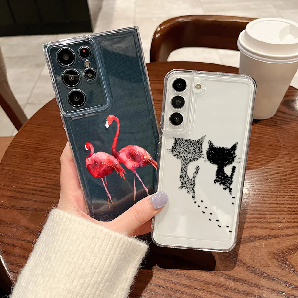 

Flamingo Case for Samsung Galaxy S23 S22 S21 Ultra S20Ultra Transparent Soft Coque for Samsung S21Plus S20 FE Plus 5G Cover