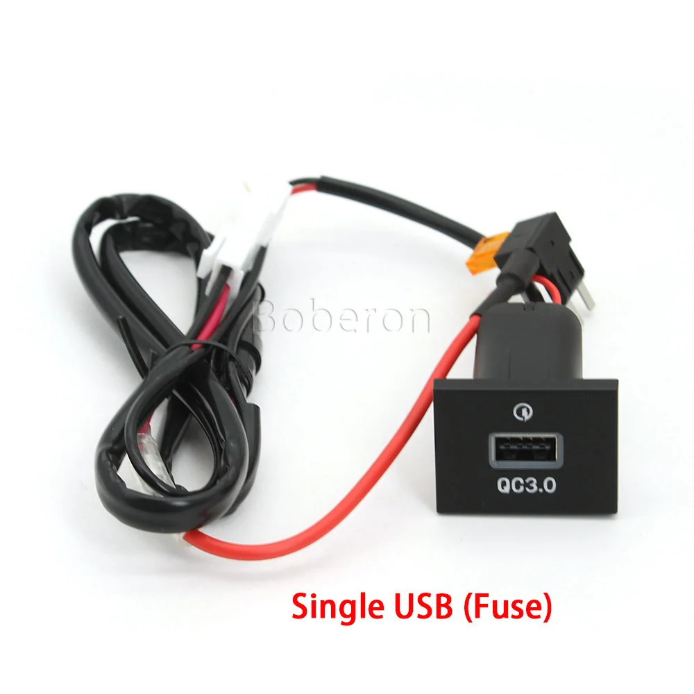 Фото Автомобильный зарядный порт USB QC3.0 12В/24В с предохранителем, быстрое зарядное устройство для телефона, адаптер для Ford Focus, черный цвет. №4