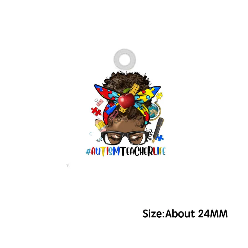 

10PCS Autism Mama Acrylic Charms Epoxy Teacher Life Scarf Mom Charms Pendants for DIY Earrings Necklace Jewelry Making