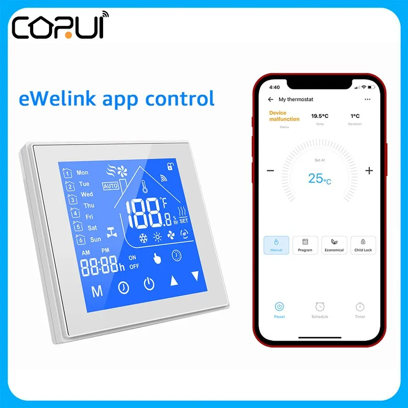

CORUI Tuya WiFi EWelink Smart Thermostat For Heating Gas Water Heater Electric Floor Temperature Controller Google Home Alexa
