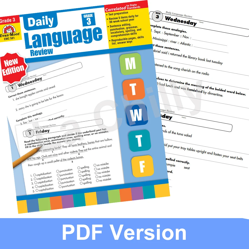 

Evan Moor Daily Language Review Grade 3 Kids Learning In English Sentence Editing Grammar Vocabulary Skills E-books PDF File