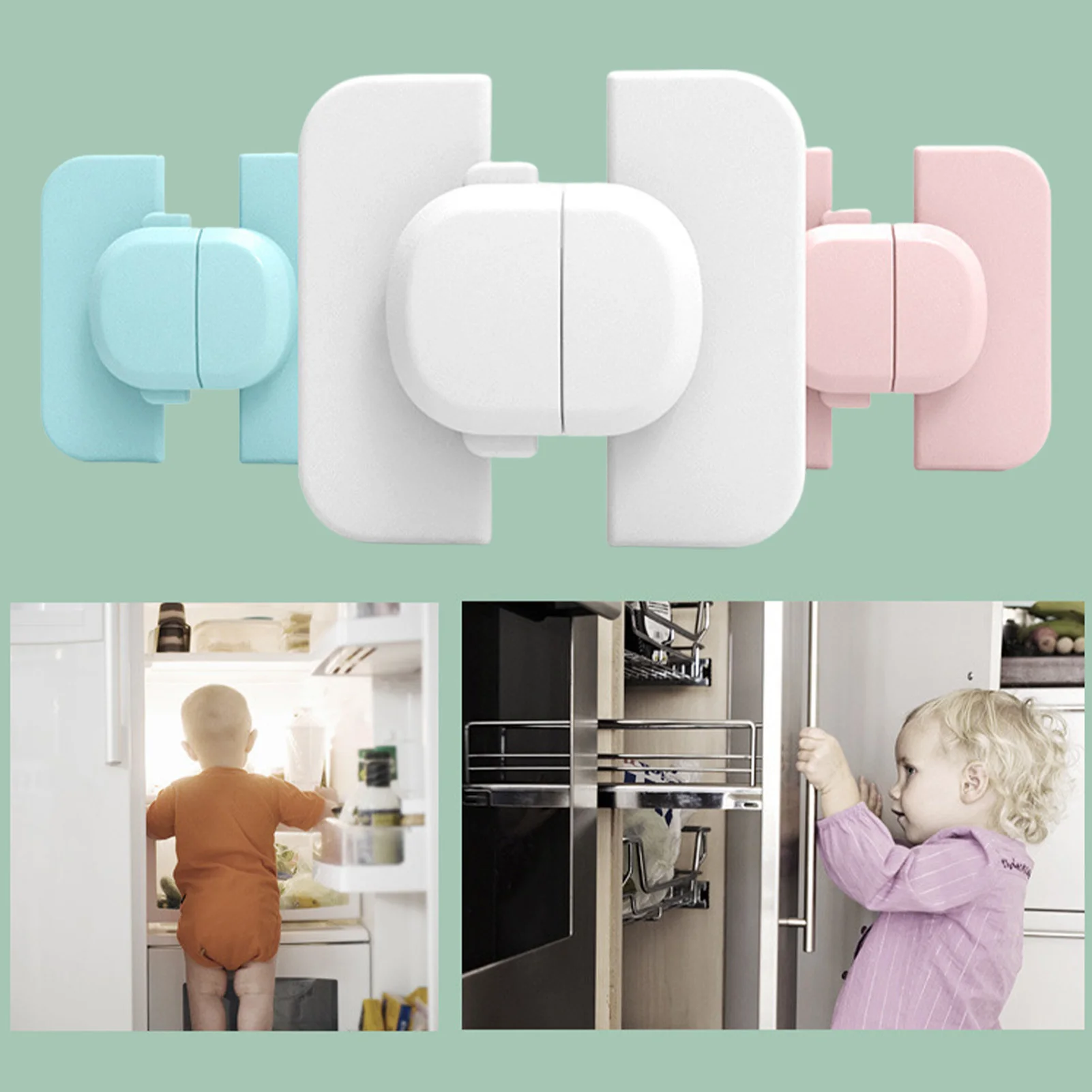 

1Pcs Household Refrigerator Lock For Child No Drilling & Self Adhesive Fridge Freezer Door Locks For Babies Safety