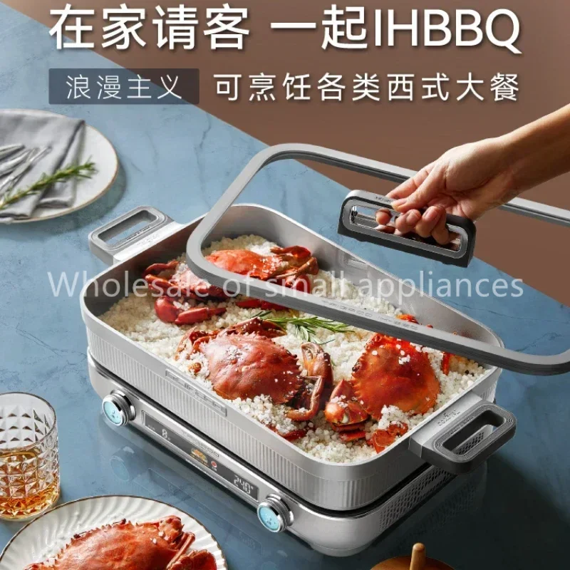 Фото Многофункциональная кастрюля Taigroo/Tigu IHBBQ, электрическая плита, корейская плита для барбекю, пластина для выпечки горячей кастрюли, индукционная плита №1