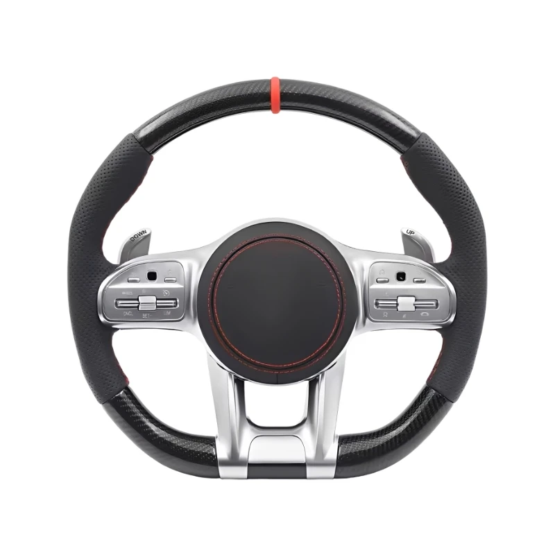 Фото Руль из карбона для Mercedes-Benz AMG W167 C63 W205 E300 E220 W213 CLS W218 W222 S500 W204 C300 W212 E250 GLE GLC 43 №3