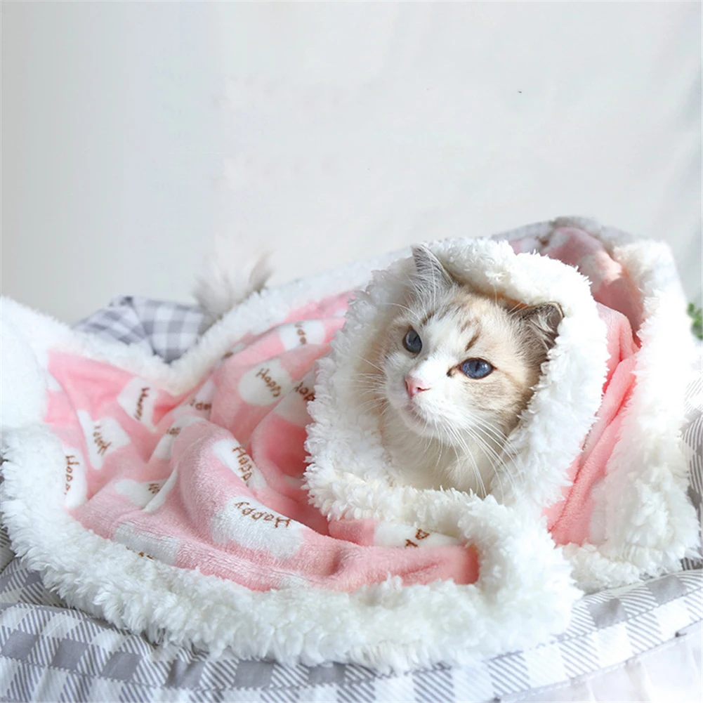 

Soft Pet Mats Thicken Cat Bed Mat Winter Kitten Blanket Puppy Dog Cats Sofa Cushion Carpet Home Rug Keep Warm Sleeping Cover