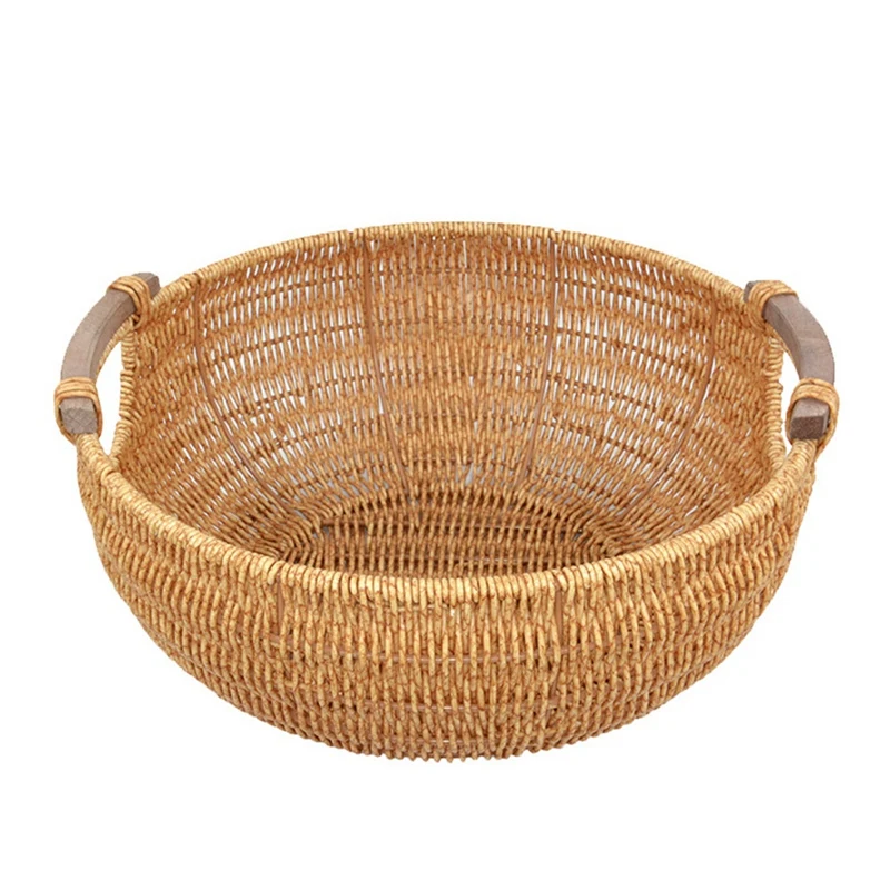 

1 Pcs Vine Woven Storage Basket Household Fruit Plate Box Basket Tea Table Storage Basket