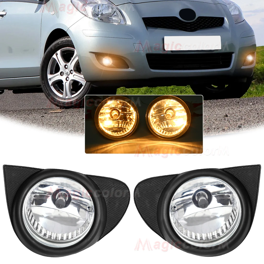 Фото 2 шт. светодиодные противотуманные фары для TOYOTA ECHO VELA 2003 2004 2005, противотуманные фары в сборе, галогенный передний бампер, дневной свет, автомобильные аксессуары 12 В №1