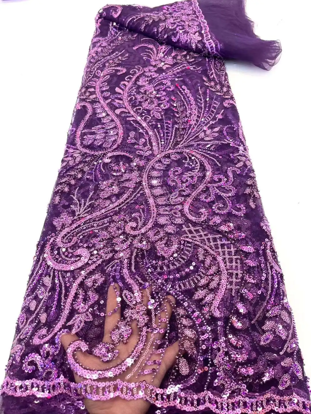 

Beautiful African Groom Sequins Lace Fabric 2022 High Quality Groom Nigerian Wedding Bridal Embroidery French Tulle Lace Fabric