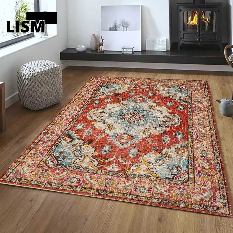 

Turkey Mandala Carpets Living Room Home Non-slip Persian Mats Print Hallway Area Bedroom Kitchen Parlor Sofa Bath Floor Rugs