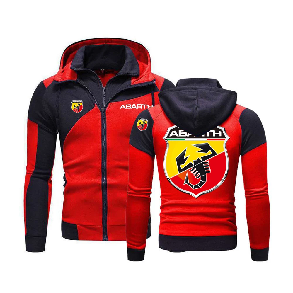 Мужская толстовка с капюшоном и логотипом ABARTH флисовая хлопковая на молнии в