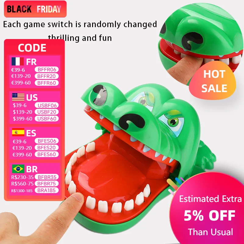 Мягкая клейкая игрушка-крокодил на палец