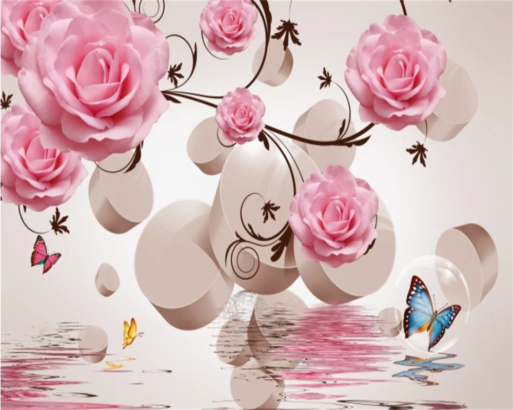 Обои beibehang 3d Розовые розы для пожилых мягкие элегантные модные 3D стерео фоновые