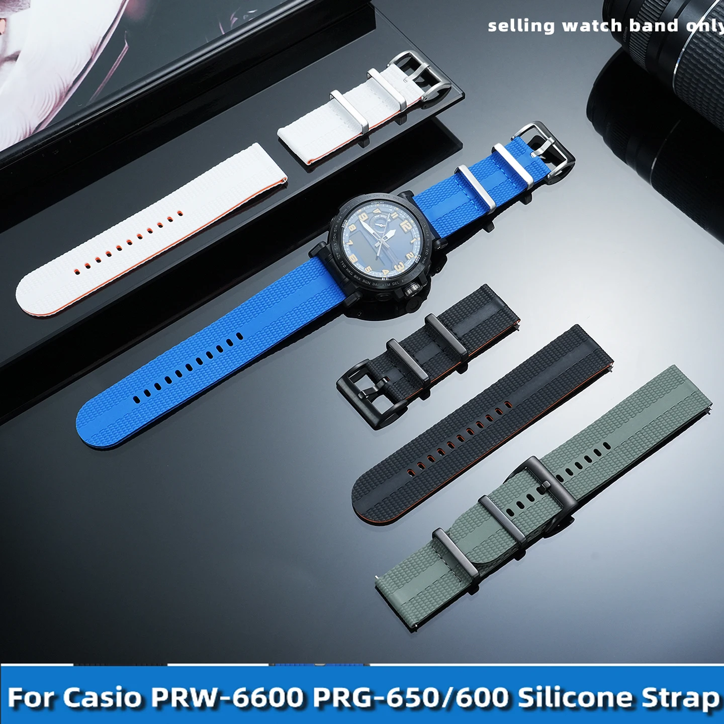 Фото Силиконовый ремешок для часов Casio Protrek GA2000 GA-2000-1A2 PRG600YB PRG650 PRW6600, ремешок для часов 24 мм, мужской сменный браслет №2