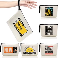 new cosmetic bag ladies fashion english printing series cosmetics sundries portable storage bags travel storage clutch
